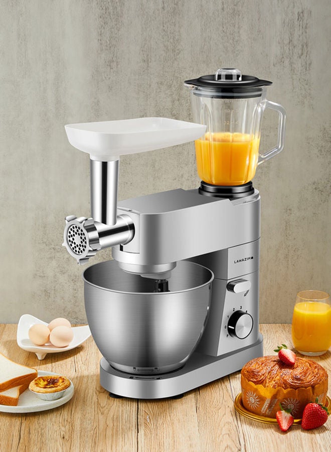 LAWAZIM 3-In-1 Professional Electric Dough Stand With Mixer Grinder And Juicer 5.5L 1200W 5.5 L 1200.0 W 05-2162-02 Silver  - Image 3