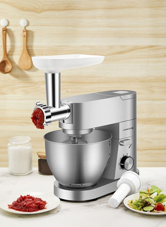 LAWAZIM 3-In-1 Professional Electric Dough Stand With Mixer Grinder And Juicer 5.5L 1200W 5.5 L 1200.0 W 05-2162-02 Silver  - Image 5