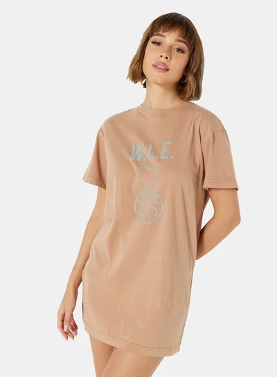 Sivvi x D'Atelier Eco-Friendly Logo Loungewear Nightshirt Light Brown