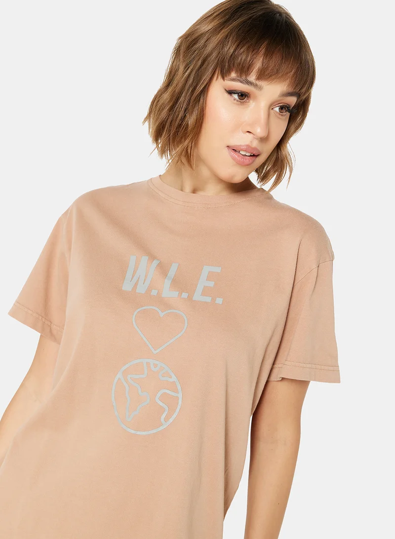 سيفي x دي‘اتيلير Eco-Friendly Logo Loungewear Nightshirt Light Brown