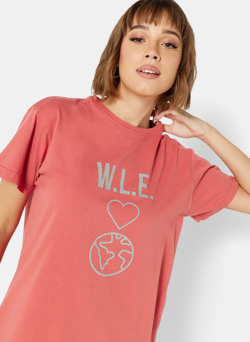 Sivvi x D'Atelier Eco-Friendly Graphic Loungewear Nightshirt Coral