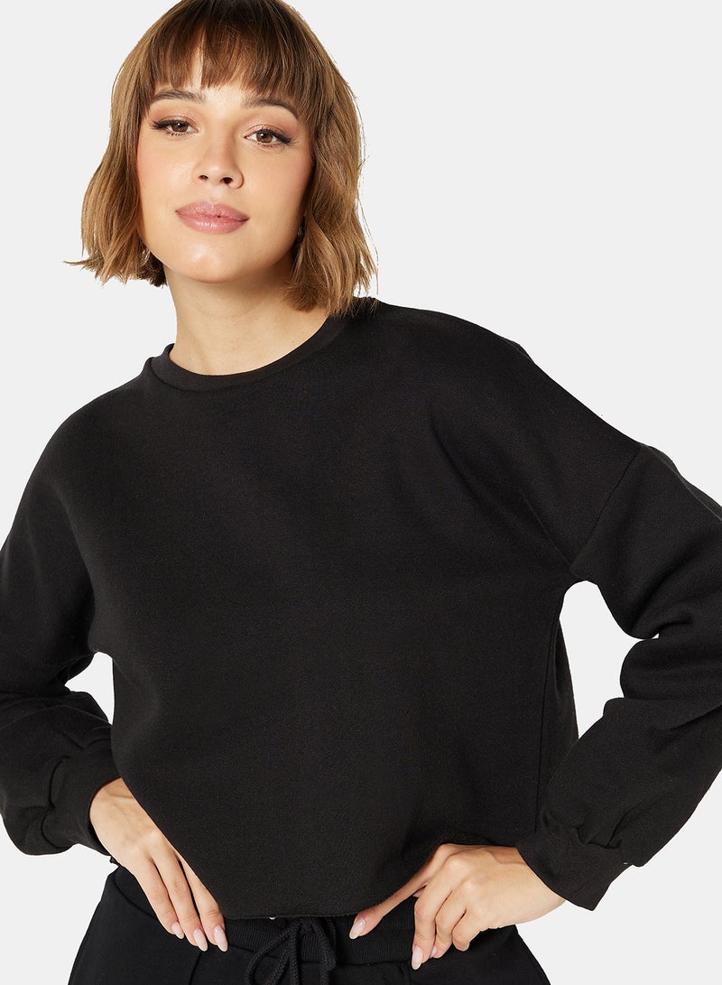 High Streets Basic Cropped Sweatshirt Black - Image 3