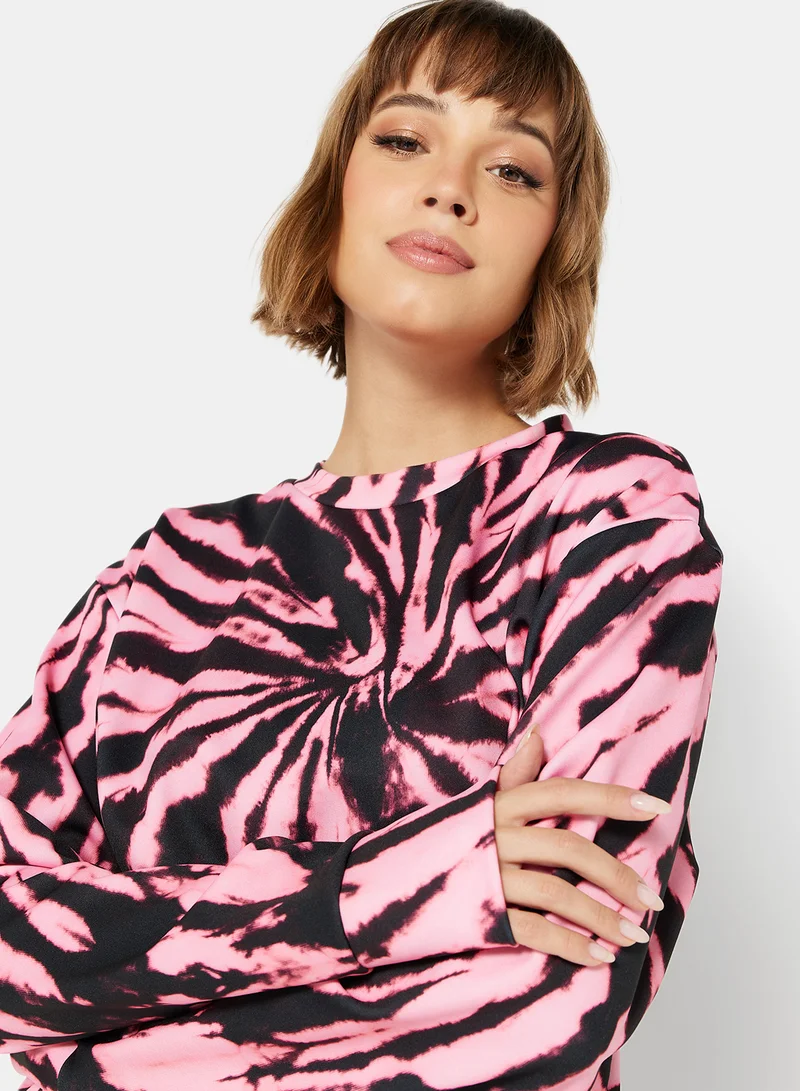 High Streets Tie Dye Oversized Sweatshirt Pink