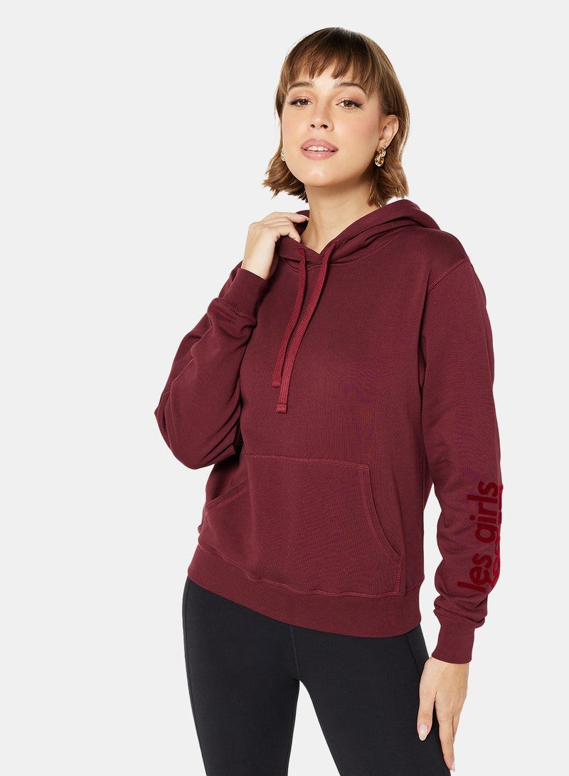 Les Girls Les Boys - Basic Logo Hoodie Maroon - Image 1