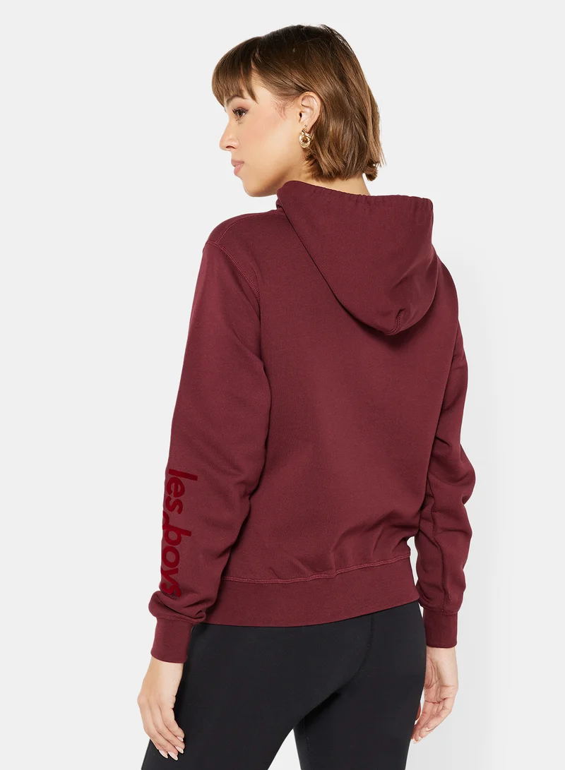 ليس جيرلز ليس بويز Basic Logo Hoodie Maroon