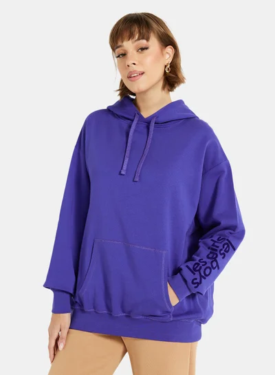 ليس جيرلز ليس بويز Basic Oversized Hoodie Blue