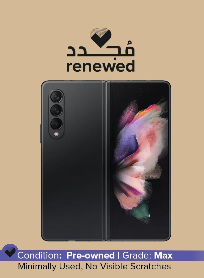 سامسونج مُجدد - هاتف جالاكسي زذ فولد 3 بتقنية 5G ثنائي الشريحة بذاكرة رام 12 جيجابايت وذاكرة داخلية 256 جيجابايت بلون أسود فانتوم - إصدار الإمارات العربية المتحدة - Image 1