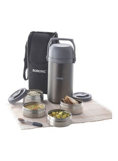 4 Layer Borosil Hot N Fresh Lunch Box Silver
