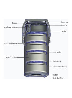 BOROSIL 4 Layer Borosil Hot N Fresh Lunch Box Silver  - Image 4