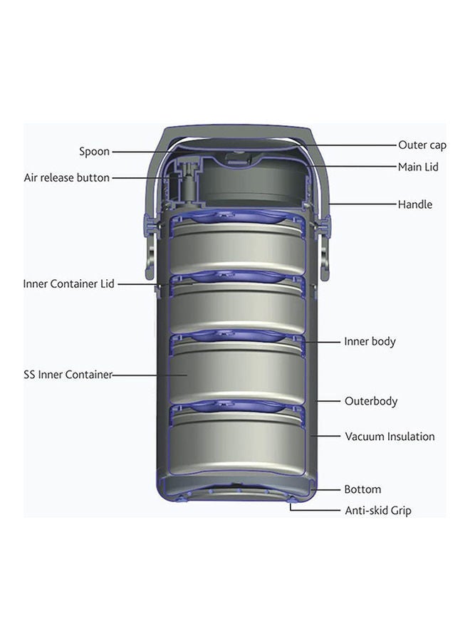 BOROSIL - 4 Layer Borosil Hot N Fresh Lunch Box Silver - Image 1