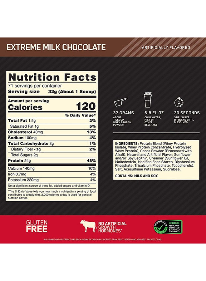Optimum Nutrition - Gold Standard Whey Protein - Extreme Milk Chocolate - 2.27 Kg - Image 1