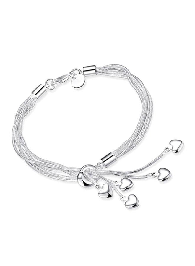 سوار بحلية مصنوع من الفضة الإسترليني عيار 925 على شكل قلب - Image 1