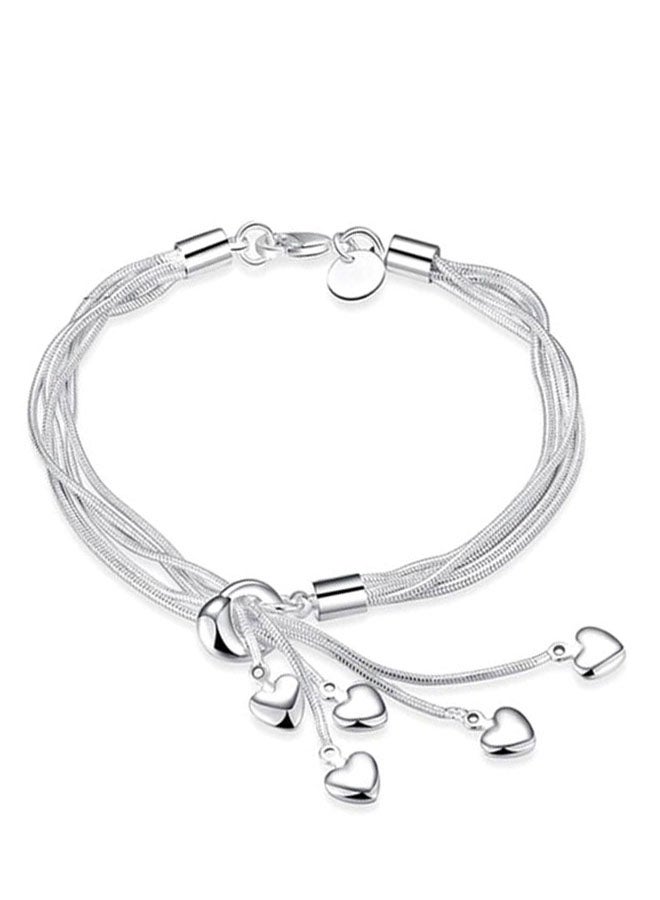 سوار بحلية مصنوع من الفضة الإسترليني عيار 925 على شكل قلب - Image 4