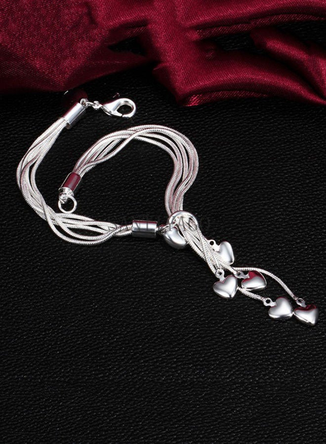 سوار بحلية مصنوع من الفضة الإسترليني عيار 925 على شكل قلب - Image 2