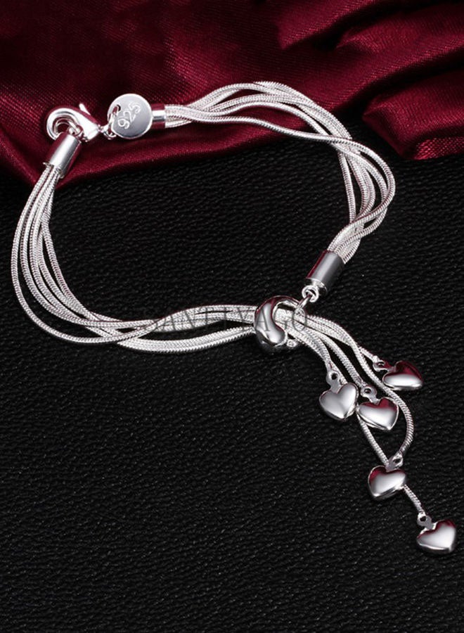 سوار بحلية مصنوع من الفضة الإسترليني عيار 925 على شكل قلب - Image 3