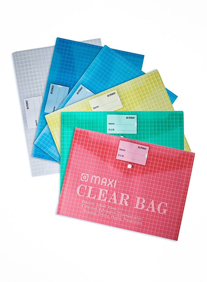 Maxi 6-Piece Document Bags Yellow/Blue/Clear/Green/Red  - Image 1