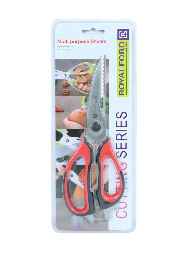 Royalford Multipurpose Kitchen Shears Stainless Steel Black/Red 22.5x8cm - Image 3