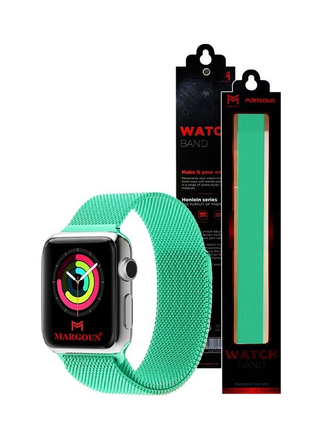 MARGOUN - Stainless Steel Milanese Loop Mesh Band Magnetic Strap For Apple Watch 42mm/44mm/45mm Watch Series 7/6/SE/5/4/3/2/1 Mint Green - Image 1