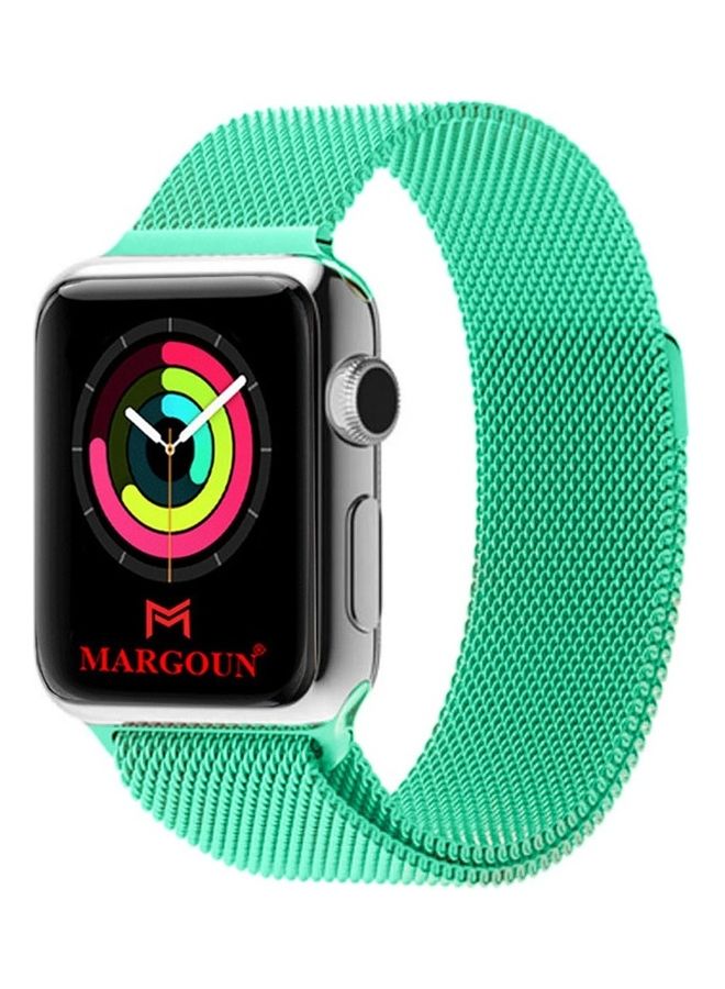 MARGOUN - Stainless Steel Milanese Loop Mesh Band Magnetic Strap For Apple Watch 42mm/44mm/45mm Watch Series 7/6/SE/5/4/3/2/1 Mint Green - Image 1