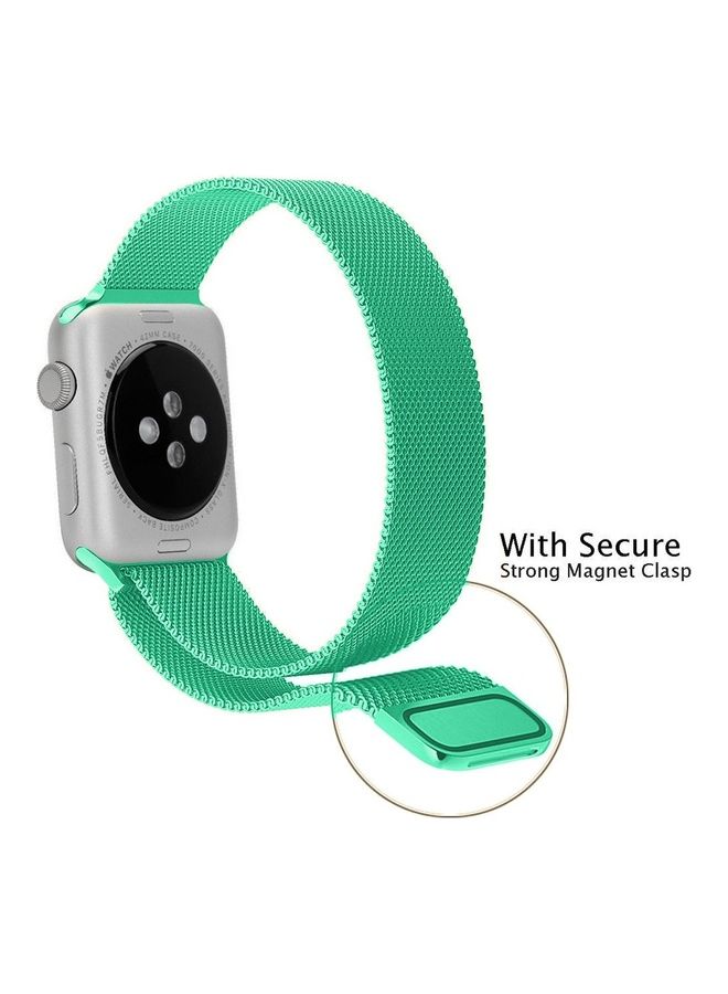 MARGOUN - Stainless Steel Milanese Loop Mesh Band Magnetic Strap For Apple Watch 42mm/44mm/45mm Watch Series 7/6/SE/5/4/3/2/1 Mint Green - Image 1