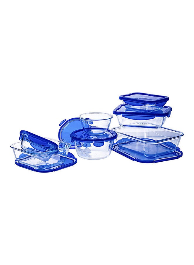 PYREX Cook And Go Round Glass Food Storage Container/Roaster With Airtight And Leakproof 4 Clip Locking Lid Blue 20x20x9cm  - Image 4