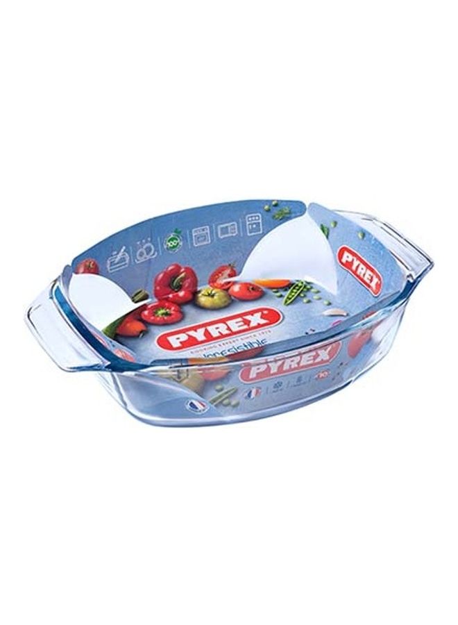 PYREX Irresistible Glass Oval Roaster High Resistance Easy Grip Clear 30x21cm - Image 1