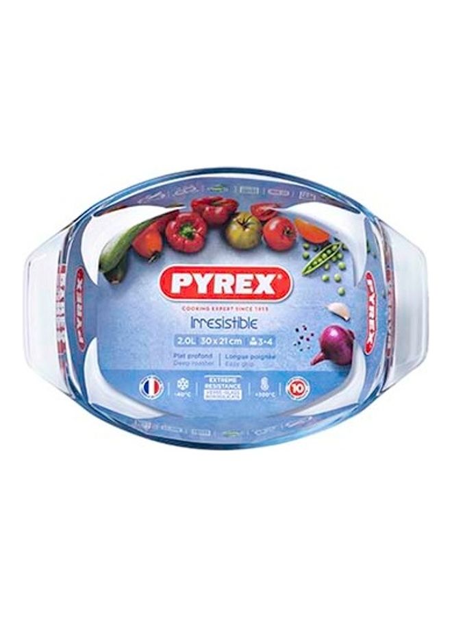 PYREX Irresistible Glass Oval Roaster High Resistance Easy Grip Clear 30x21cm - Image 3