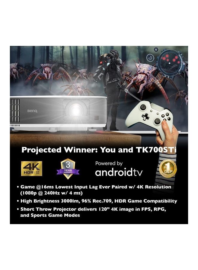 BenQ - 4K HDR Gaming Projector TK700STi White And Brown - Image 1