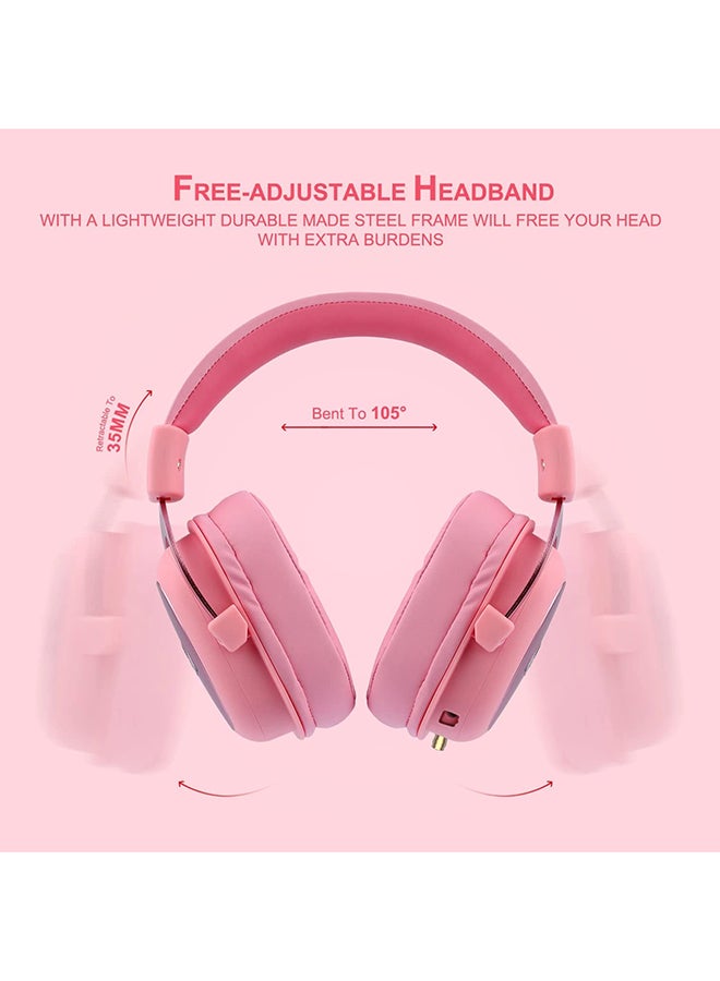 REDRAGON H510 Zeus 2 Gaming Headset - 7.1 Surround Sound - Noise Cancelation Microphone - Detachable Microphone and Cable - Pink  - Image 3