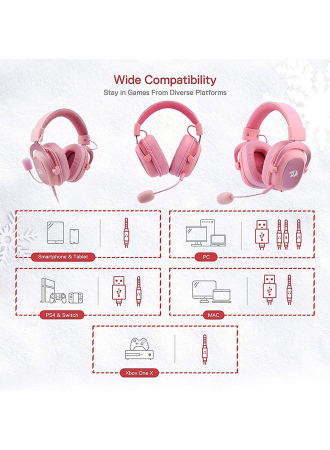 REDRAGON H510 Zeus 2 Gaming Headset - 7.1 Surround Sound - Noise Cancelation Microphone - Detachable Microphone and Cable - Pink  - Image 4