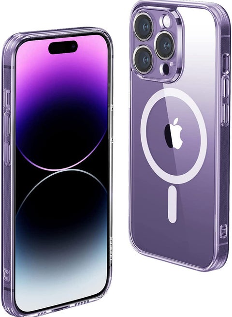 iPhone 14 Pro Magsafe Case 6.1 Inch Slim Thin Magnetic Case, Yellowing-Resistant, Anti-Drop Shock Absorption, Anti-Scratch and Hard Back Crystal Case Cell Phone Cover for iPhone 14 Pro Case Clear Clear