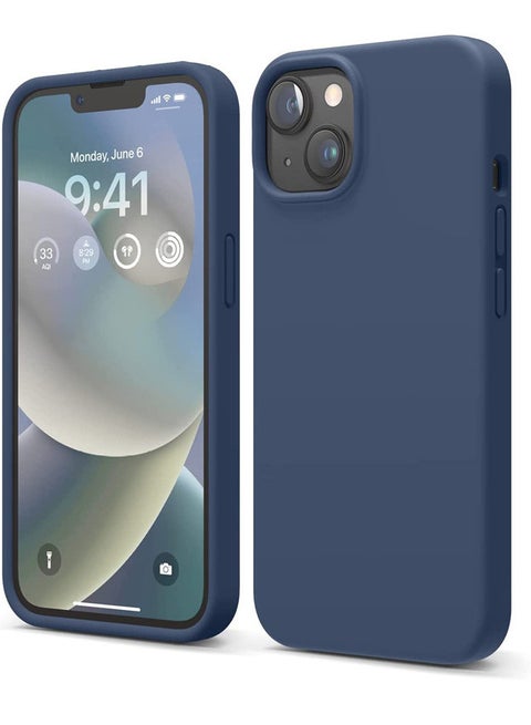 Rock Pow Compatible with iPhone 14 Case, Liquid Silicone Case, Full Body Protective Cover, Shockproof, Slim Phone Case, Anti-Scratch Soft Microfiber Lining, 6.1 inch Jean Indigo