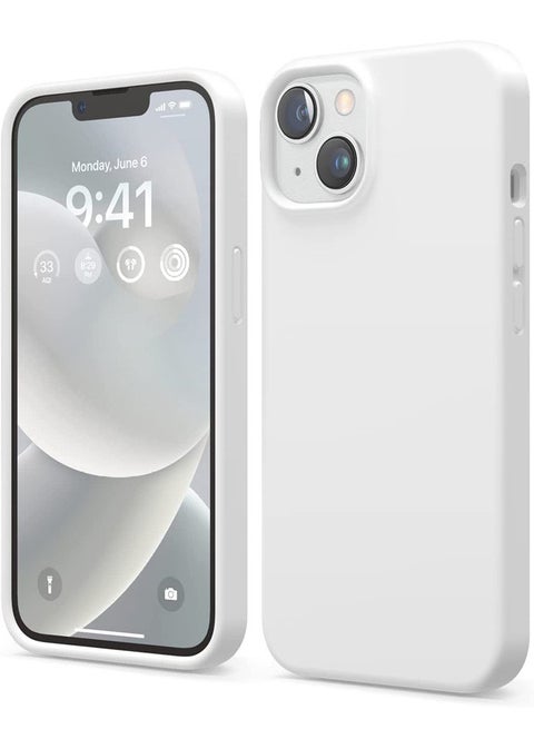 Rock Pow Compatible with iPhone 14 Case, Liquid Silicone Case, Full Body Protective Cover, Shockproof, Slim Phone Case, Anti-Scratch Soft Microfiber Lining, 6.1 inch White