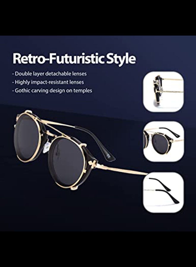 Ding Fu Retro Dual Use Round Frame Sunglasses B1813-C1  - Image 5