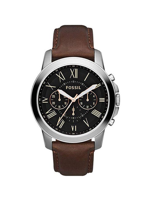 Men's Water Resistant Leather Chronograph Watch FS4813IE - 44 mm - Brown