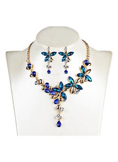 OPI Vintage Crystal Floral Pendent Necklace Earrings Set  - Image 1