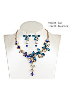 OPI Vintage Crystal Floral Pendent Necklace Earrings Set  - Image 2