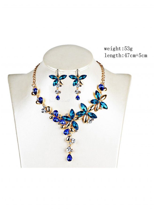 OPI Vintage Crystal Floral Pendent Necklace Earrings Set  - Image 2