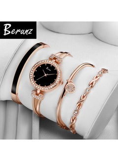 Generic Women's Stainless Steel Analog Wristwatch With 3 Bracelets  - Image 2