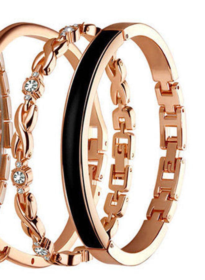Generic - Women's Stainless Steel Analog Wristwatch With 3 Bracelets - Image 1