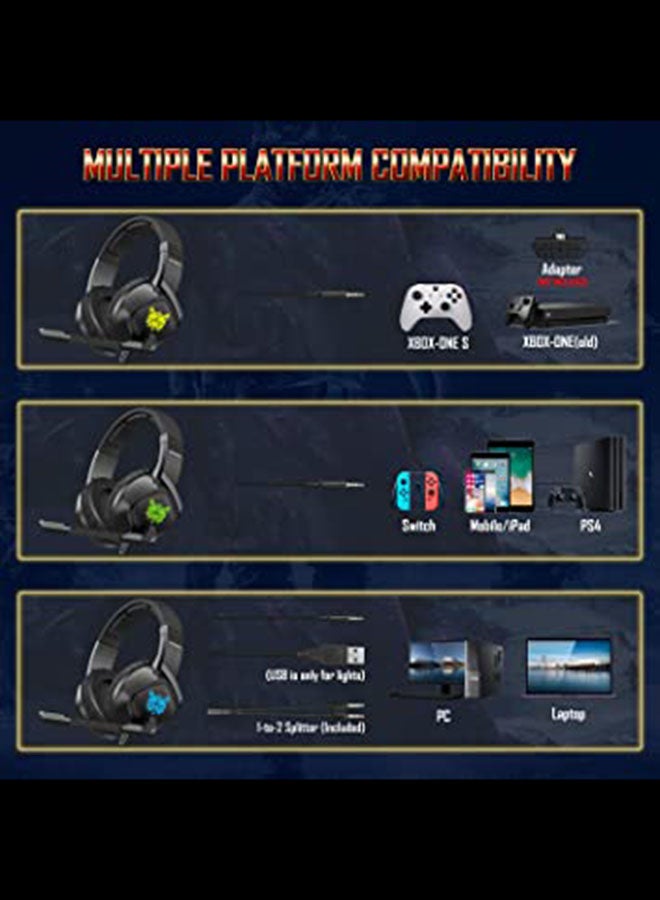 Wired Over-Ear Gaming Headphone With Microphone For PS4/PS5/XOne/XSeries/NSwitch/PC
