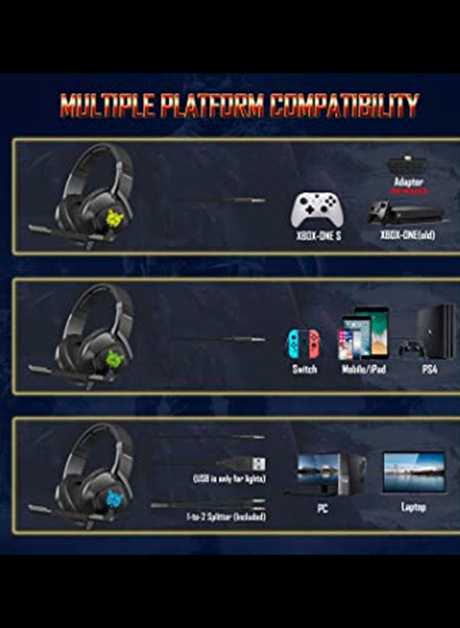 Wired Over-Ear Gaming Headphone With Microphone For PS4/PS5/XOne/XSeries/NSwitch/PC