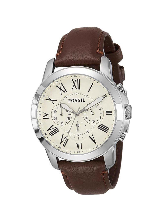 FOSSIL - Men's Leather Analog Quartz Watch FS4735 - 44 mm - Brown - Image 1