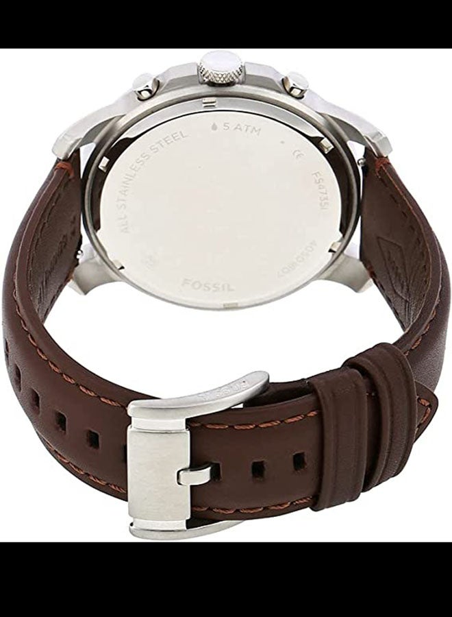 FOSSIL - Men's Leather Analog Quartz Watch FS4735 - 44 mm - Brown - Image 1