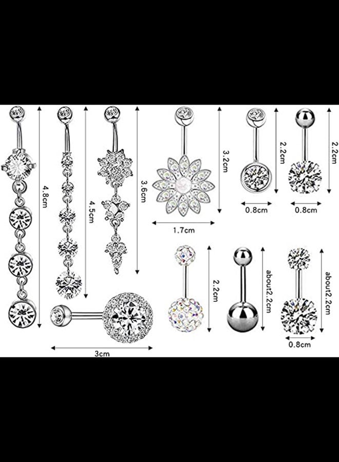 Generic 10-Piece Stainless Steel Button Belly Ring Set  - Image 5