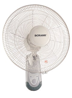 16 Inch Wall Fan With 3 Speeds And Oscillation Function | Circulating Double String Switch With Overheat Protection Feature | Low Noise Design 60 W SF-8029W Grey