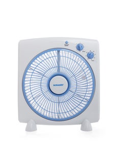 SONASHI 12Inch Box Fan with 3 Speeds | Lightweight and Portable Fan with 1 Hour Timer | Powerful Desk Box Fan With Copper Motor | Protective Grill for Safety SBF-7031 White/Blue  - Image 1