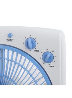 SONASHI 12Inch Box Fan with 3 Speeds | Lightweight and Portable Fan with 1 Hour Timer | Powerful Desk Box Fan With Copper Motor | Protective Grill for Safety SBF-7031 White/Blue  - Image 2