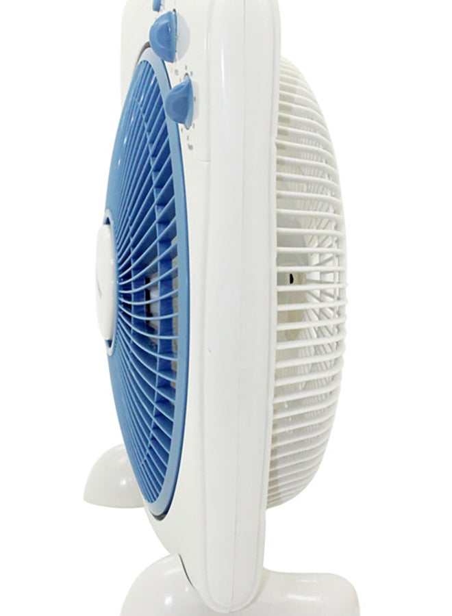 12Inch Box Fan with 3 Speeds | Lightweight and Portable Fan with 1 Hour Timer | Powerful Desk Box Fan With Copper Motor | Protective Grill for Safety SBF-7031 White/Blue