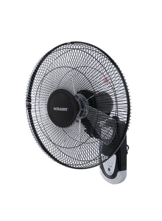 16 Inch Wall Fan - Remote Control | 5 Transparent Blades With Low Noise Motor | 3 Speed And Oscillation Functions | Overheat Protection SF-8007-WR-BLK Black - v1665414864/N20194064A_1